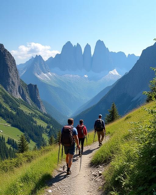 Escursionisti sulle Dolomiti con un panorama montuoso.